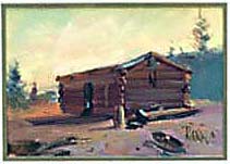 log cabin painting